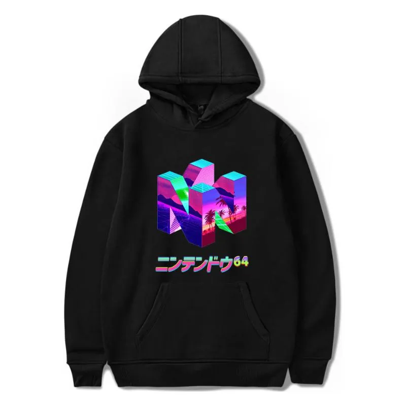 Brand Classic Game N64 Printing Hooded Sweatshirt Vaporwave Harajuku Hoodies Large Size Pullover Clothing Hip Hop Streetwear Men's & Sweatsh