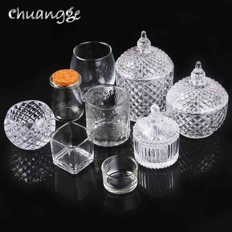 CHUANGGE DIY Candle Cup Manual Wax Glass Holder Container Homemade Making Supplies J 210702