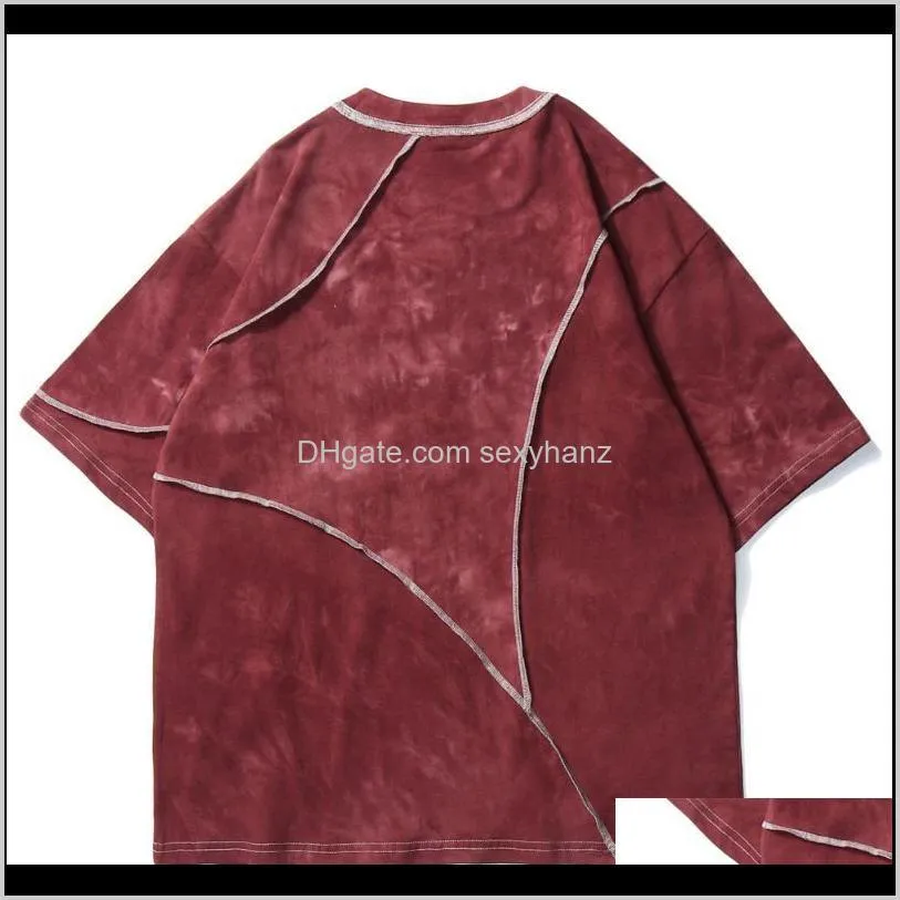 solid color tie dye t shirt mens 2020 hip hop harajuku loose tops tees casual oversize streetwear short sleeve shirts