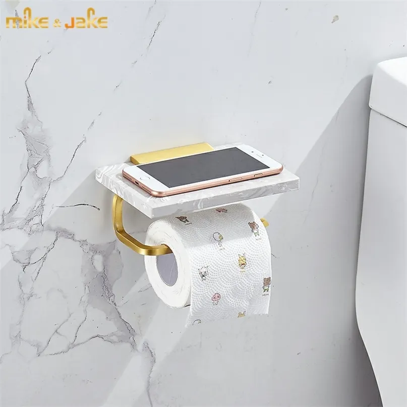 Light luxury gold marble toilet paper holder aluminum mobile phone 210720