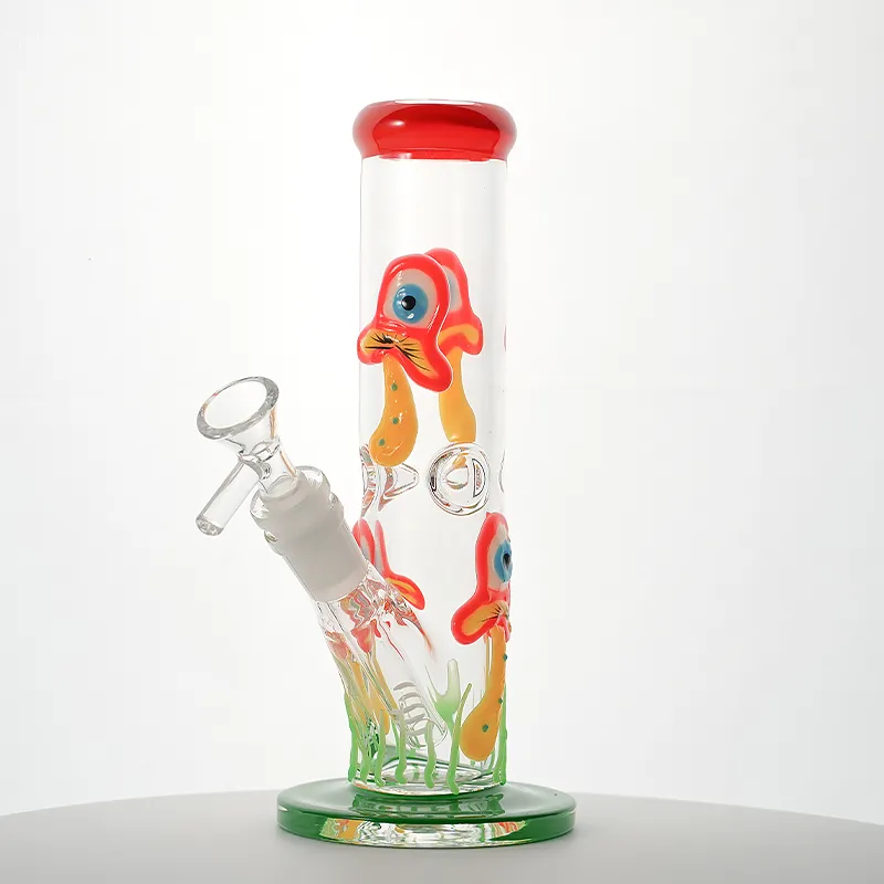 Narghilè 3D Fungo Bong in vetro Glow In The Dark Diffuso Downstem Pipa ad acqua Dritto Perc Dab Rig 18mm Giunto femmina con ciotola