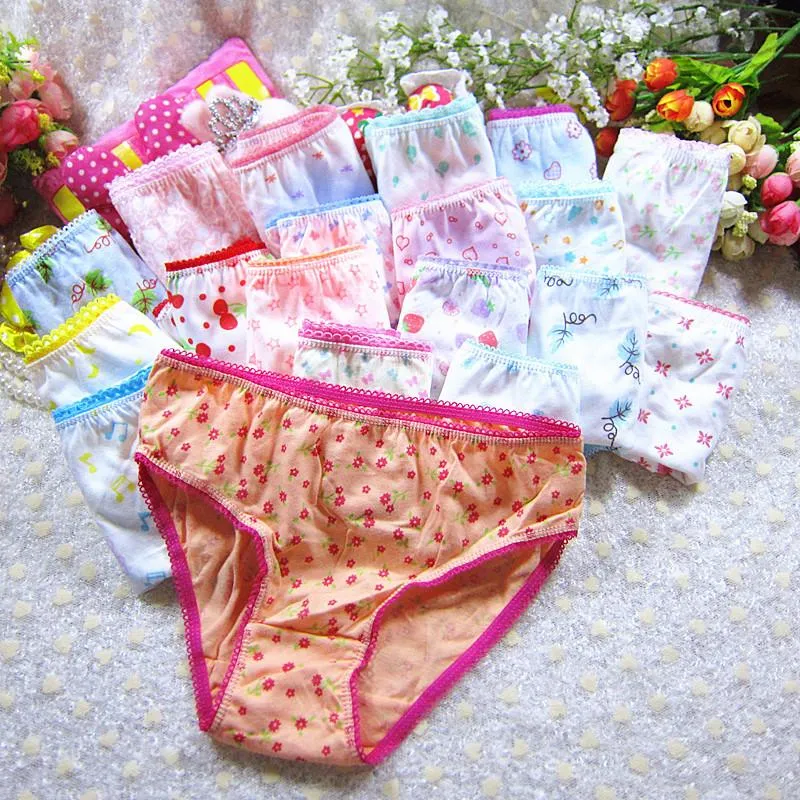 Panties 12pcs Lot Girl Cotton Briefs Cute Flowers Baby Kids Underwear Size  110-150 For 3-12T228B