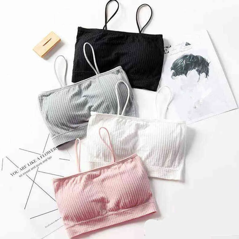 Sexiga Bras för Kvinnor Tank Crop Tops Kvinnor Sling Tube Top Push Up Underkläder Andningsbar Bröstplatta Bär Underkläder Bandeau Top Y220304