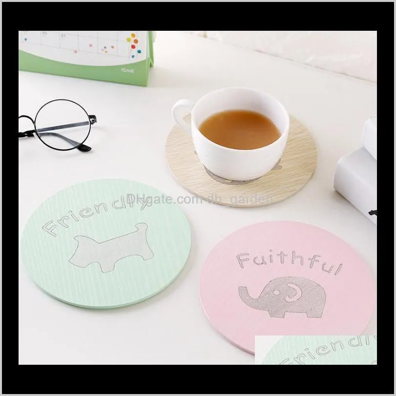 cute cartoon cup mat insulation wooden coaster kitchen anti scald non-slip bowl dining table mat sn1965