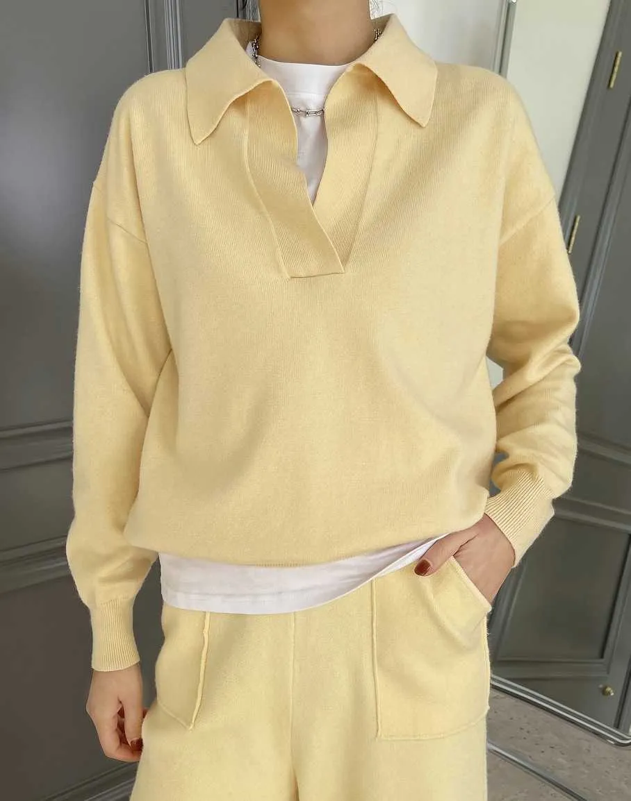 pantaloncino da donna in felpa di cashmere calda e morbida lana del set loveMODA 210930