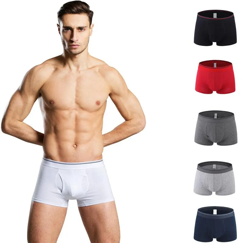 Underpants moda algodão homens boxer cueca calças abrindo cintura shorts homme sexy marca cuecas