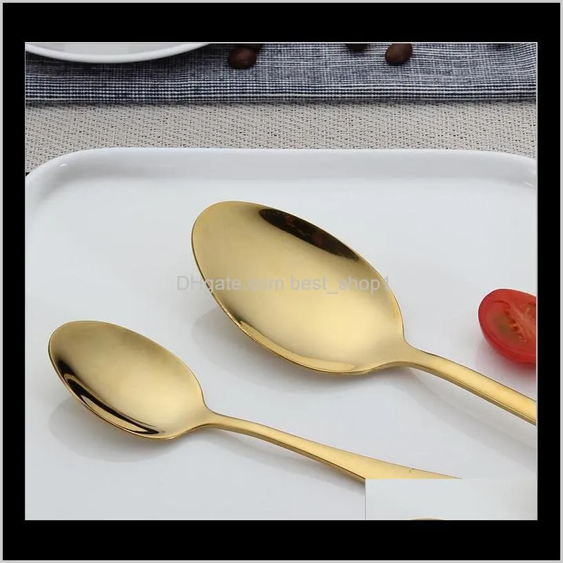 5 colors high-grade gold cutlery flatware set spoon fork knife teaspoon stainless dinnerware sets kitchen tableware set 10 choices