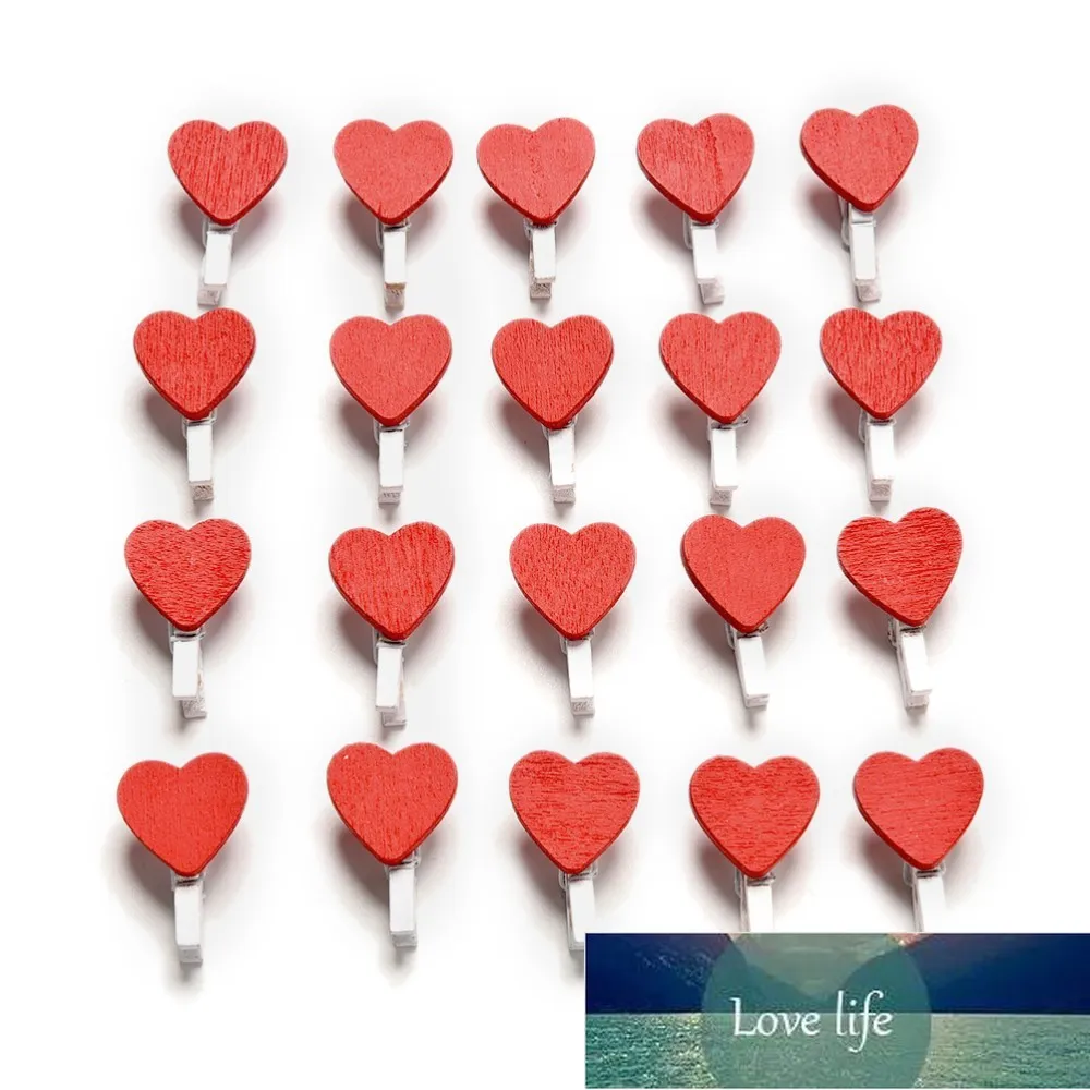 20 pcs cute kawaii amor corações de madeira clipes roupas foto papel peg pin clothespin clipes de artesanato decoração de fábrica preço especialista qualidade mais recente estilo