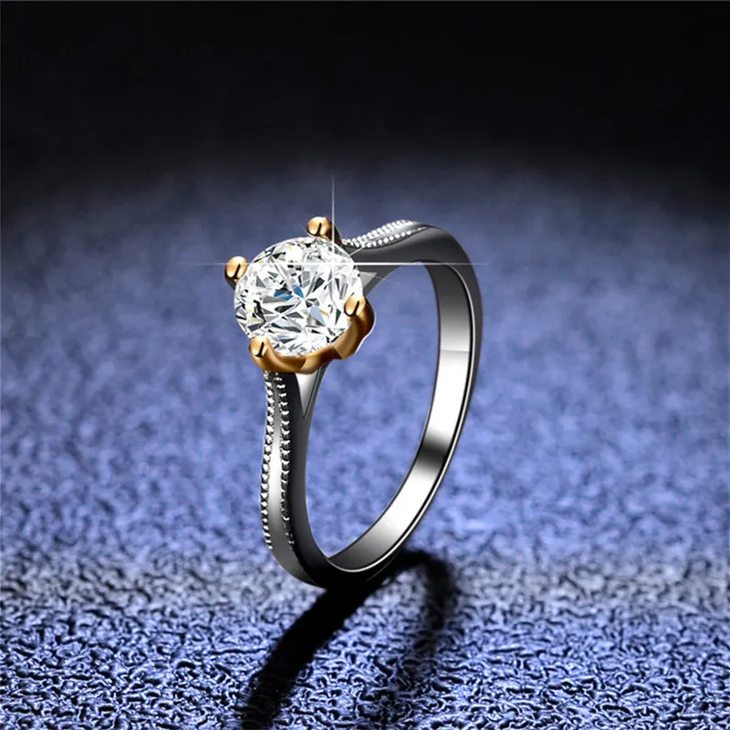 Anello in oro giallo 18 carati con diamante a taglio eccellente, colore buono, anello in moissanite, gioielli in argento 925, regalo per ragazza