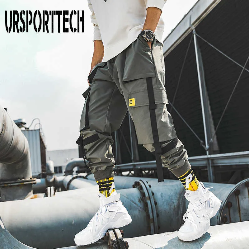 Pantalones Cargo Streetwear Delgados Hip Hop Jogger Harem Con Bolsillos  Laterales Cintas Para Correr