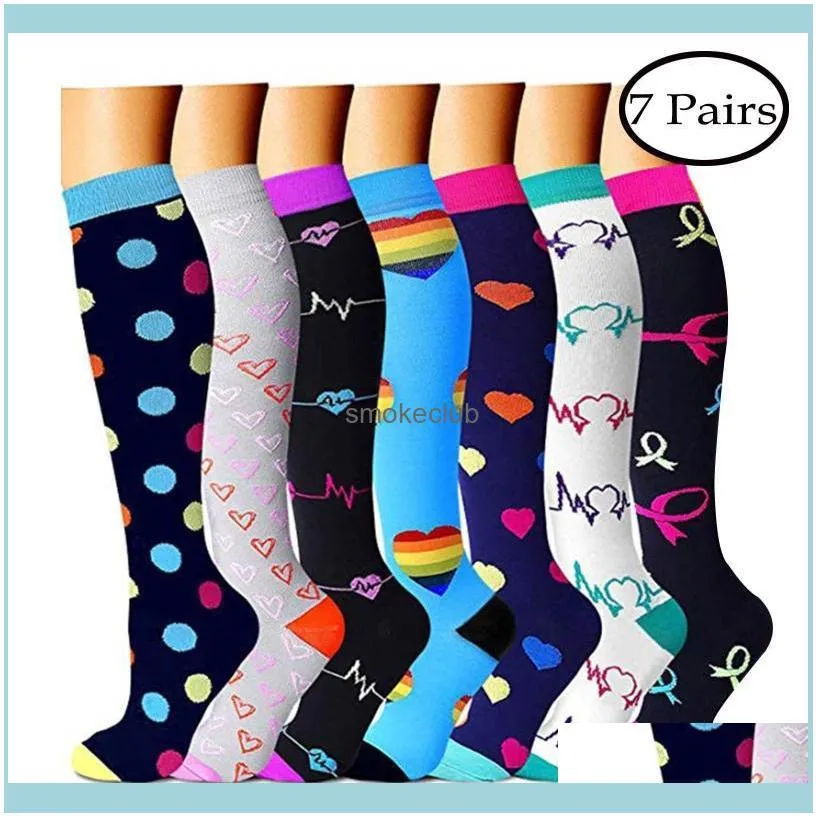 Pairs Of Outdoor Sports Socks Women And Men Multicolor Running Stretch Calf Protection Stockings Cycling Compression