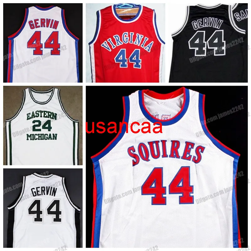 Özel Retro George #44 Gervin Virginia Squires College Basketball Forma