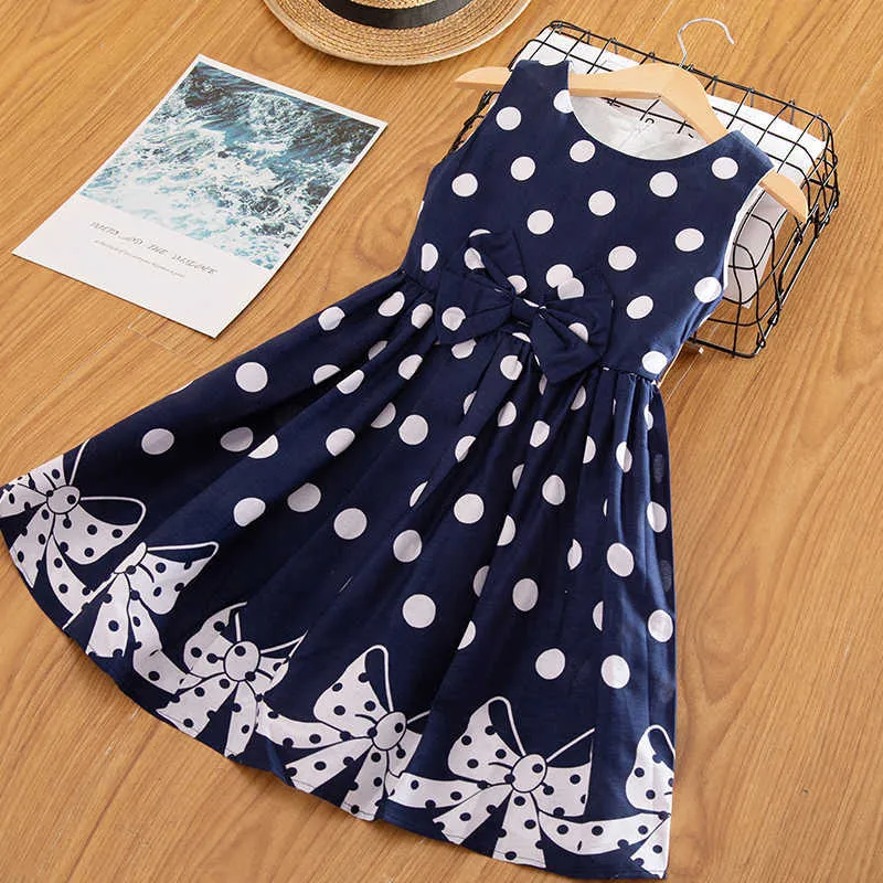 Summer Girl Clothes Kids Dresses For Girls Polka Dots Casual Vest Dress Baby Girl Party School Wear Children Girl Princess Dress Q0716