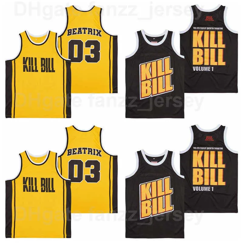 영화 비디오 Kill Bill Jersey Volume 03 Beatrix Basketball Team Color Yellow Black Away 통기성 hiphop 순수면 스포츠 팬 우수한 Mens