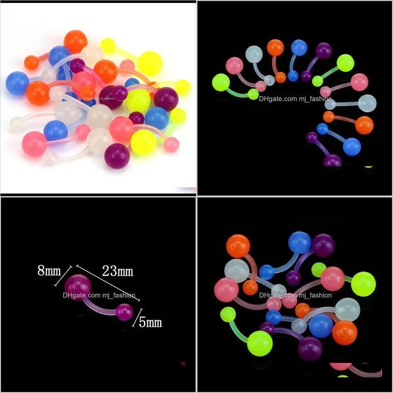 colorful body piercing jewelry belly buttonringluminous soft belly nave bar rings glow in dark