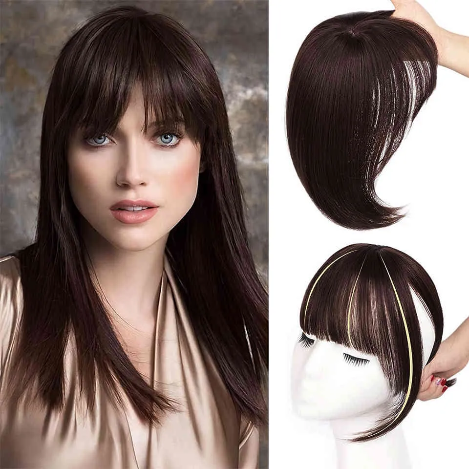 Vigorous Dark Brown/Black Synthetic Fringe Clip In Hair Extension 3D Natural Franch Bangs High Temperature Fiber