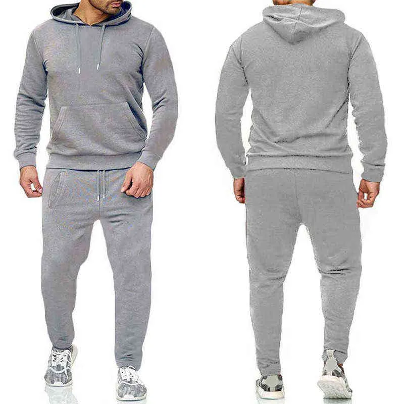 2020 Autunno Uomo Set di Moda 2 Pezzi/Set Fitness Casual Pantaloni Sportivi con Cappuccio Top con Pantaloni da Uomo Set Los Hombres Conjuntos G1222