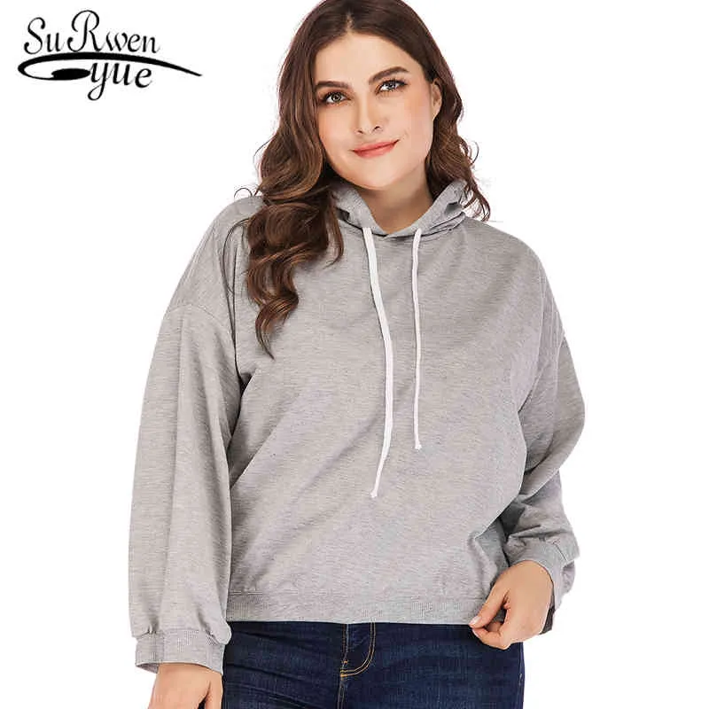 Fashion Women Hoodies Winter Sweatshirts Casual Plus Size 3XL 4XL Gray Pullovers Long Sleeve Shirts 2286 50 210508