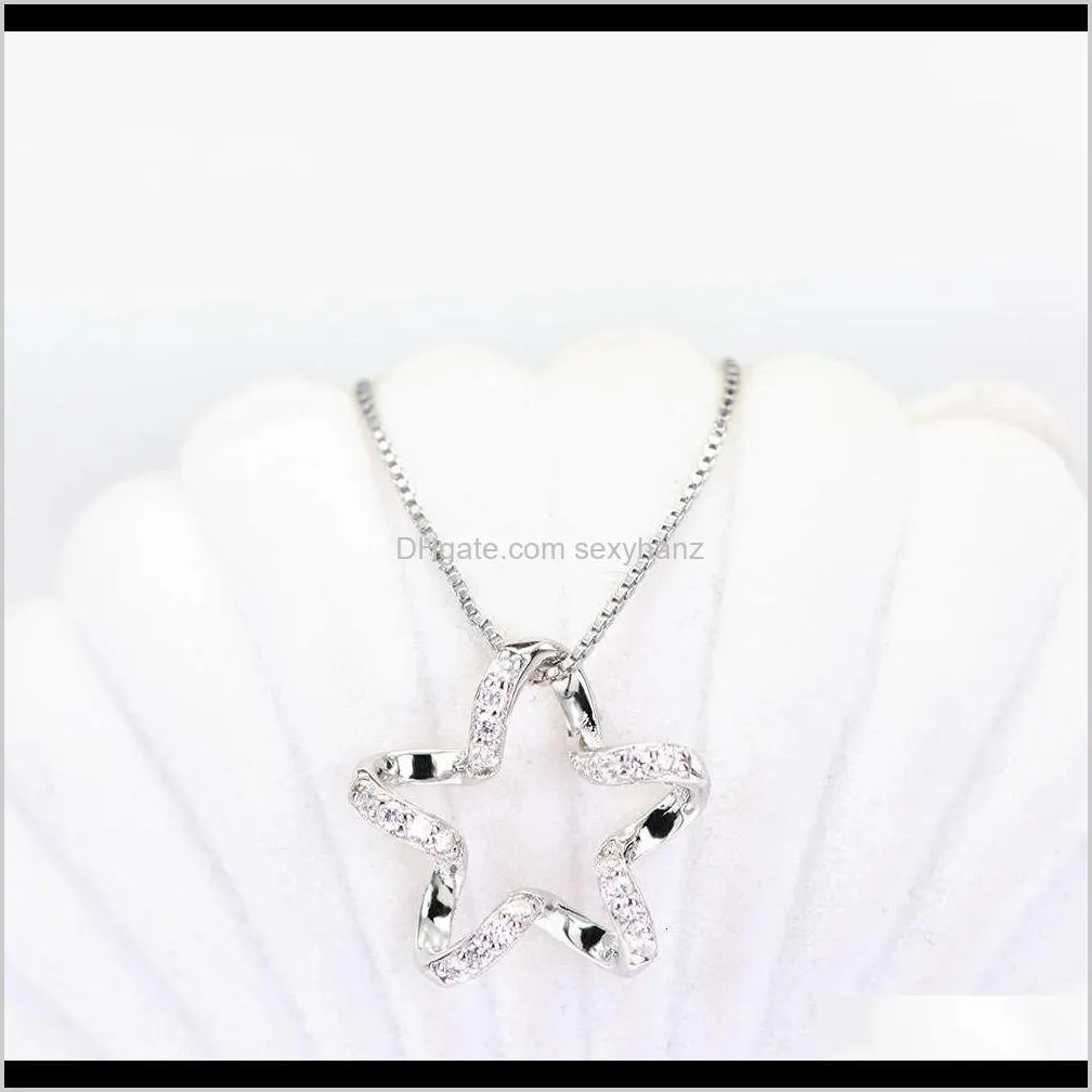 luxury korean necklace five pointed star pendant with zircon clavicle chain