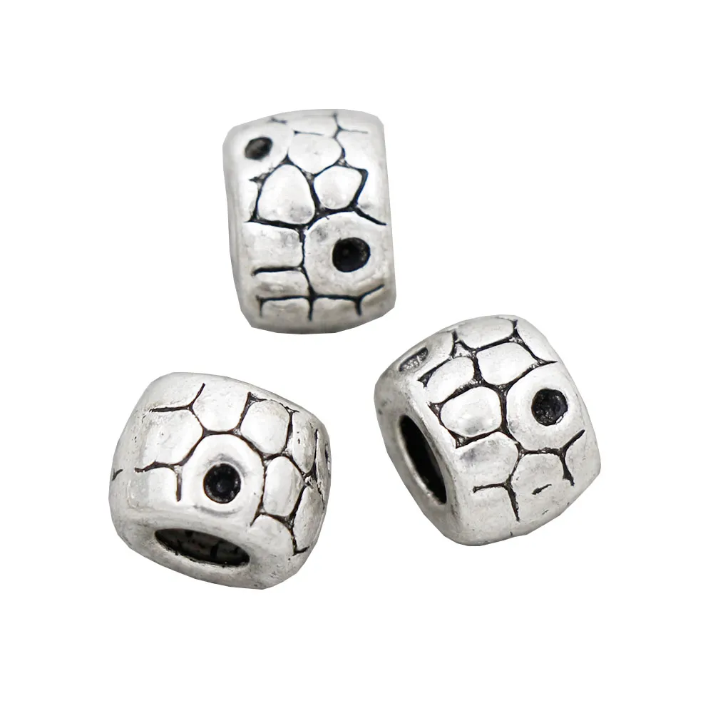 Lega diamante-set modello pietra ovale perline foro grande argento tibetano branello allentato adatto braccialetto di fascino europeo L1311 gioielli fai da te per feste e regali 96 pezzi / lotto 10x10x7,5 mm