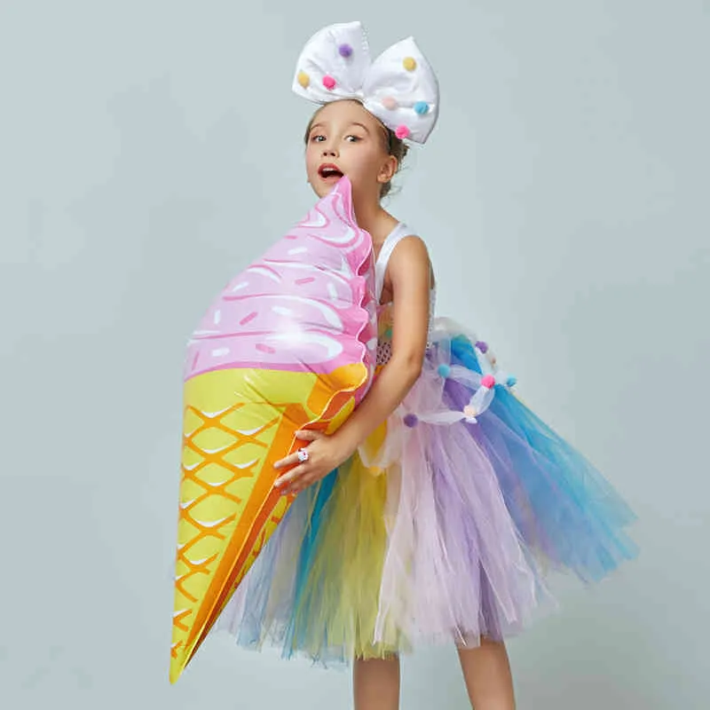 Candy Girls Kids Ice Cream Tutu Dress with Bows Children Birthday Cake Smash Photo Food Costume Girls Dance Pageant Gown Dress (6)