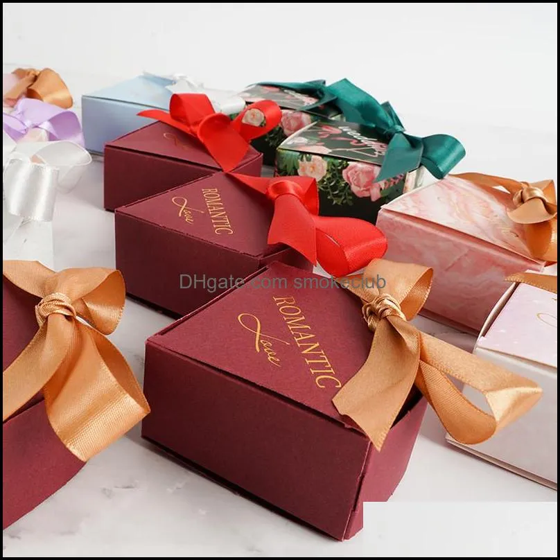 Wedding Heart Box Flower Ribbon Party Gift Boxes Wedding Favors Gift Boxes for Wedding Events CCF7754