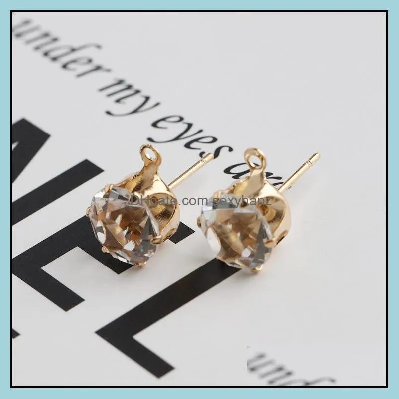 # 6 # 8 bare diamond ear hanging solar claw earring jaw diamond zircon DIY handmade jewelry accessories