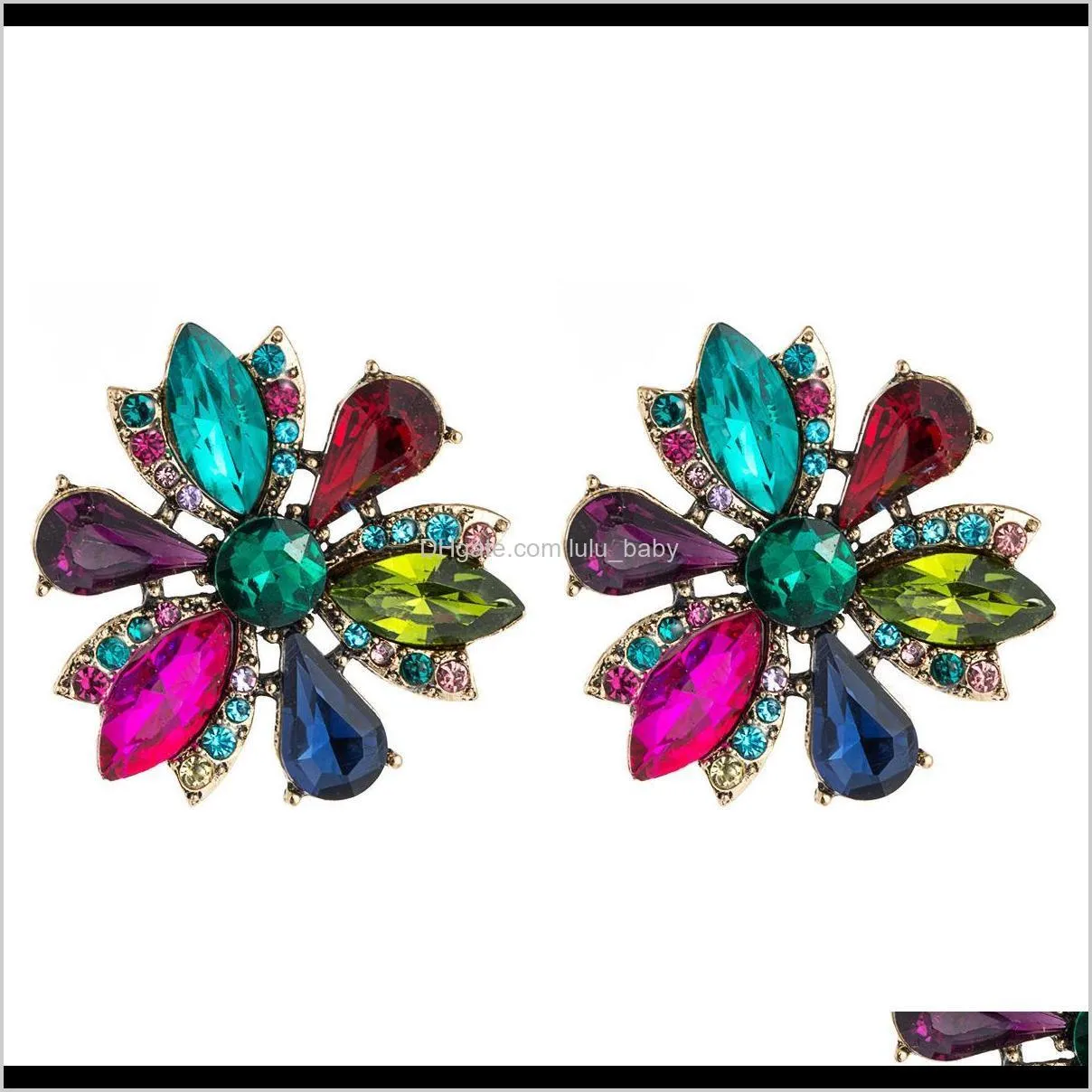 Charm smycken droppleverans 2021 Fashion Creative Alloy Rhinestone Glass Full Diamond Earrings Womens Super Flash Eye-Absorbing Earring DZBJ4