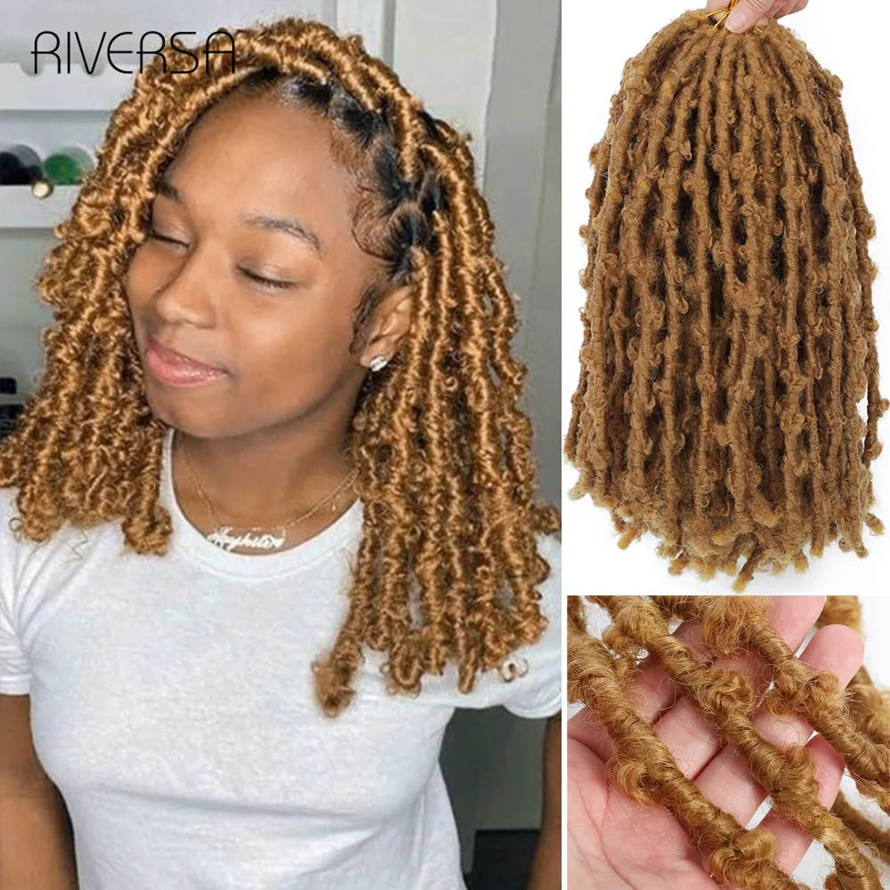 Faux Locs Crochet Hair 8 Inches Short Curly Dreadlocks For Women Pre-Looped  Short Wavy Soft Locs Ombre Reddish Brown Crochet Dreads Braiding In Hair E