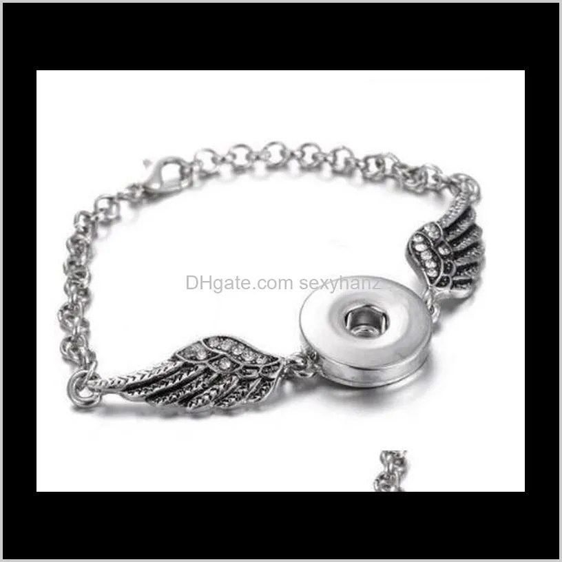 angel wings bracelets bangles antique silver diy ginger snaps button jewelry accessories new style bracelets for women