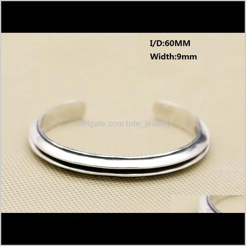 personalized 925 sterling silver vintage style american antique silver hand-made designer crack with engraved bangle