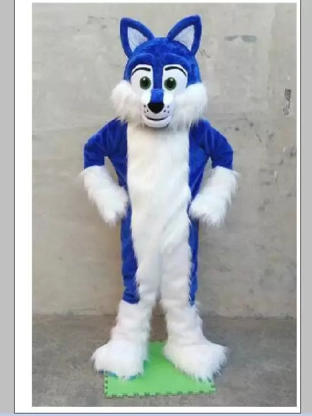 Long Fur Blue Husky Fursuit Furry Mascot Costume Birthday party