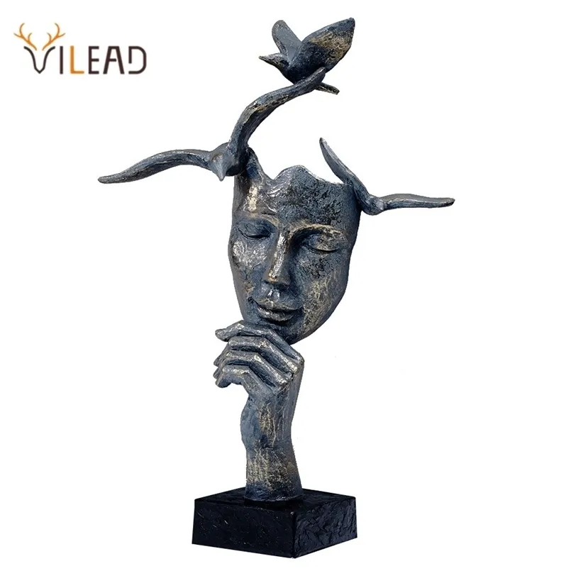 Vilead abstrato figurine decoração interior vintage estátua resina cabeça escultura nórdico casa sala de estar decoração artesanato 210924