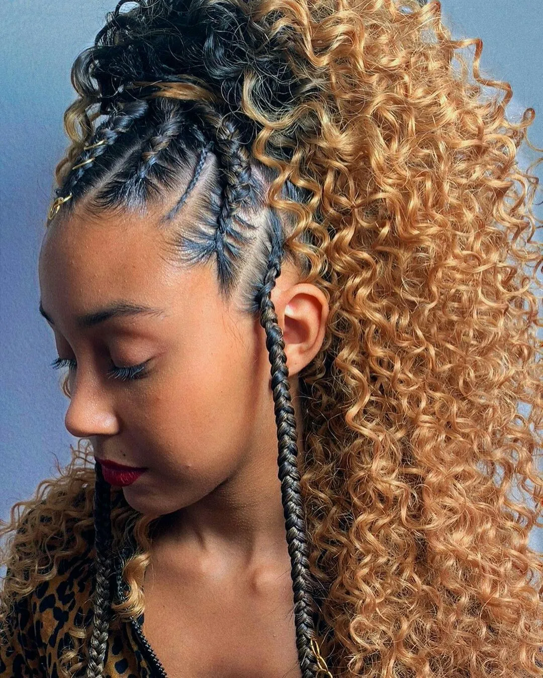 Braids with curly on sale ponytail black hair