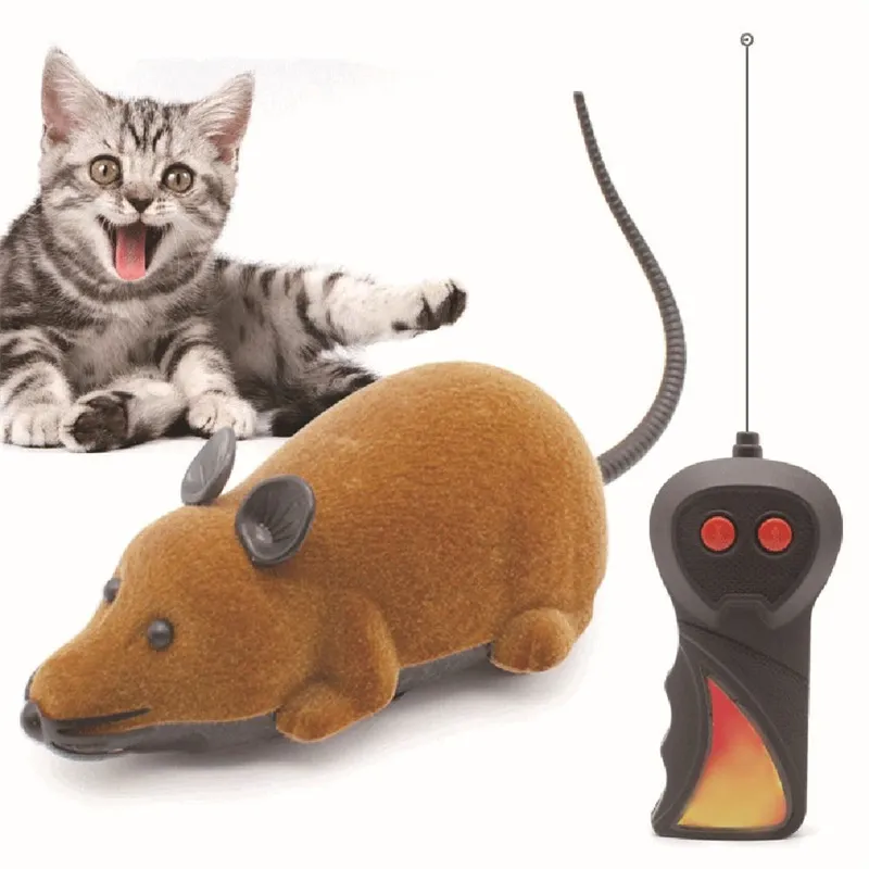 Wireless Remote Control Mouse Toy Black/Gary/Brown Electronic RC Rat Mice Animal Interactive Cat Toys 20220112 Q2