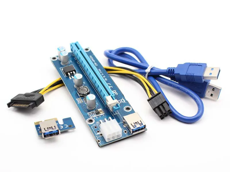 USB 3.0 PCI-E1X إلى 16X موسع كابل بطاقة الناهض محولات SATA 15PIN-6PIN للكابلات محول bitcoin