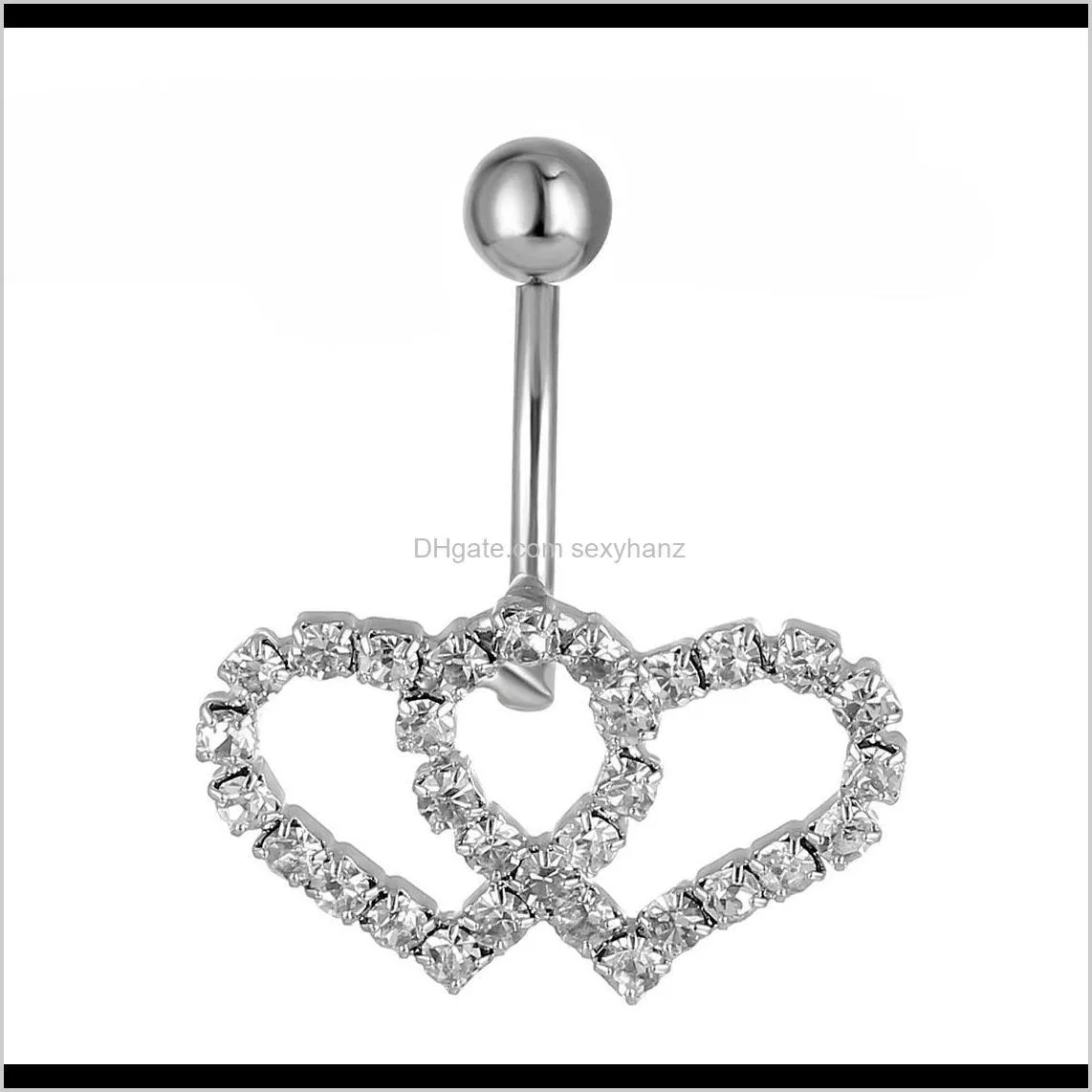 Navel & Bell Drop Delivery 2021 0335( 2 Colors) Belly Button Rings Body Piercing Jewelry Heart Clear Colors Dangle Accessories Fashion Double