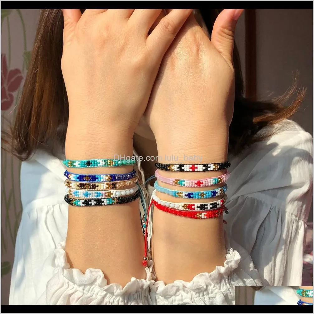 Charm Bracelets Jewelry Drop Delivery 2021 Hand-Woven Beads Female Bohemian Colorful Ethnic Style Creative Bracelet Jpodr
