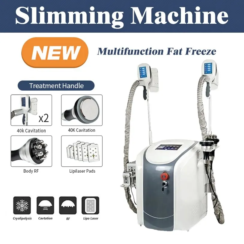 Cryolipolysis Fat Freezing Machine Body Slimming Cavitation Rf Weight Reduction Lipo Laser 2 Cryo Heads Can Work At The Same Time