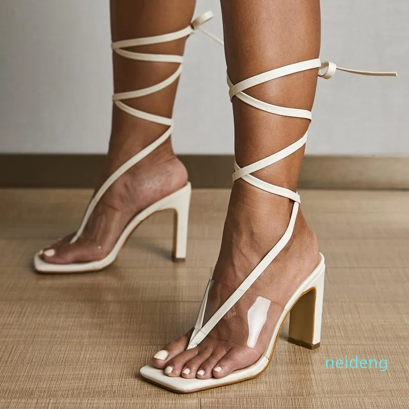 كليب تو الأعلى الدانتيل يصل واضحة الفرقة slingback النساء الصنادل عالية الكعب الأحذية flipflops sandalias شفافة 2021