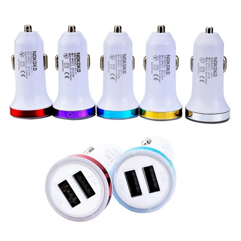 Högkvalitativ LED 2-port dubbel USB 2.1A+1A-billaddare för iPhone Samsung MP3 GPS Smart Telefon