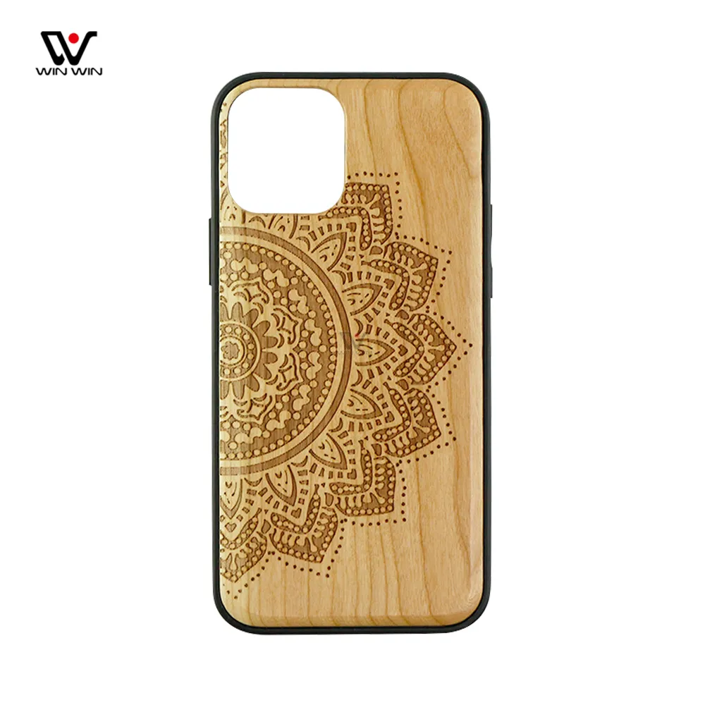 Étuis de téléphone multi-styles Mandala Flower Dreamcatcher 2021 Mode Étui de couverture arrière gravé au laser en bois naturel pour iPhone 6 7 8 Plus 11 12 Pro Max