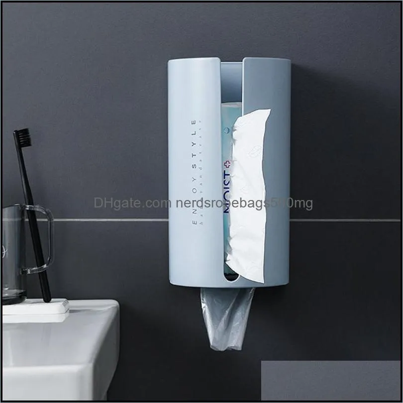 Self Adhesive Tissue Box Dispenser Paper Holder ABS Wall Mounted Car Home Decoration Napkins Toilet Punch Free Storage Rack Boxes &