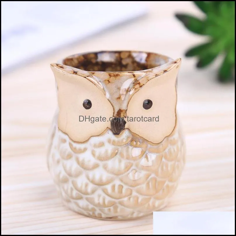 Free Ship Cartoon Owl shaped Flower Pot for Succulents Plants Flowerpot Ceramic Small Mini Home Garden Office Decoration