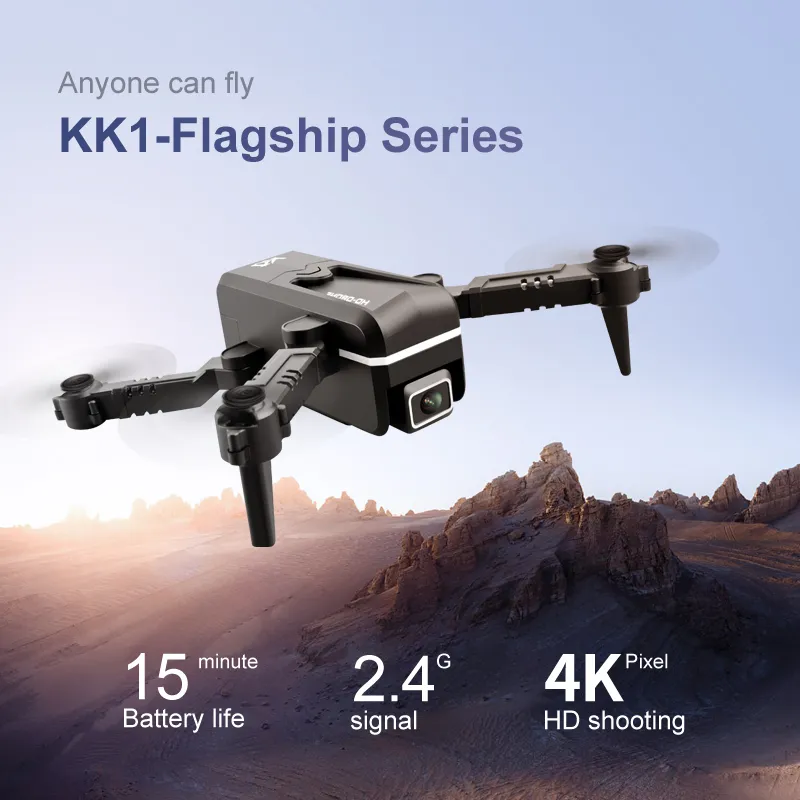 In stock RC Aircraft Global Drone 4K Double HD Camera Mini vehicle Wifi Fpv Foldable Professional Helicopter Selfie Drones Toys For Kid with Battery KK1