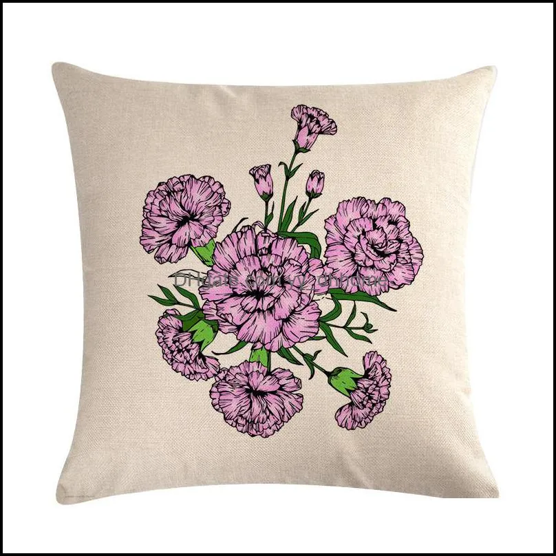45cm*45cm Linen Cotton Pillow Covers Sofa Pillow Case Flower Plant Cushion Cover Living Room Decorative Pillows