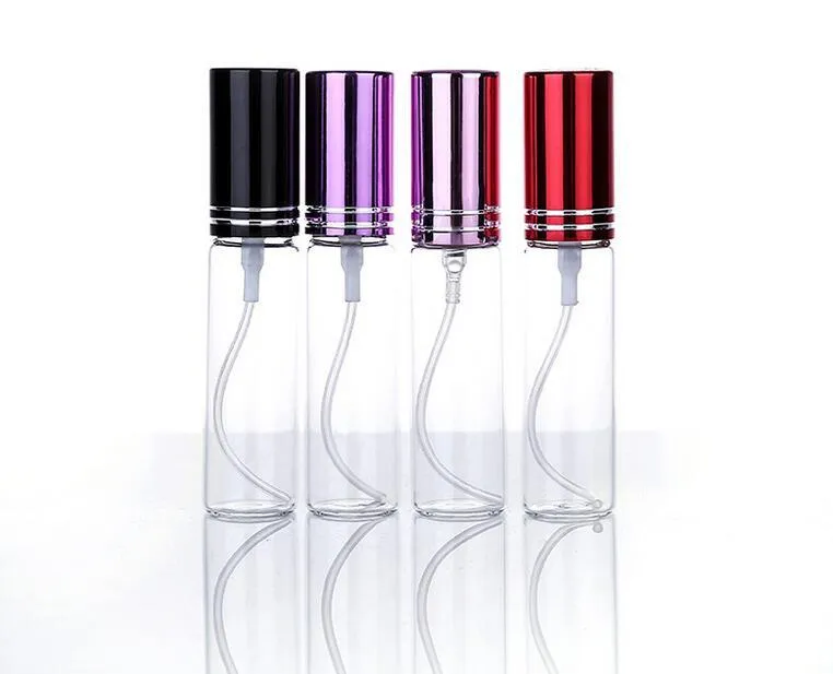 100 pièces MINI 10ml métal vide verre parfum rechargeable bouteille vaporisateur parfums atomiseurs bouteilles 10 couleurs en gros