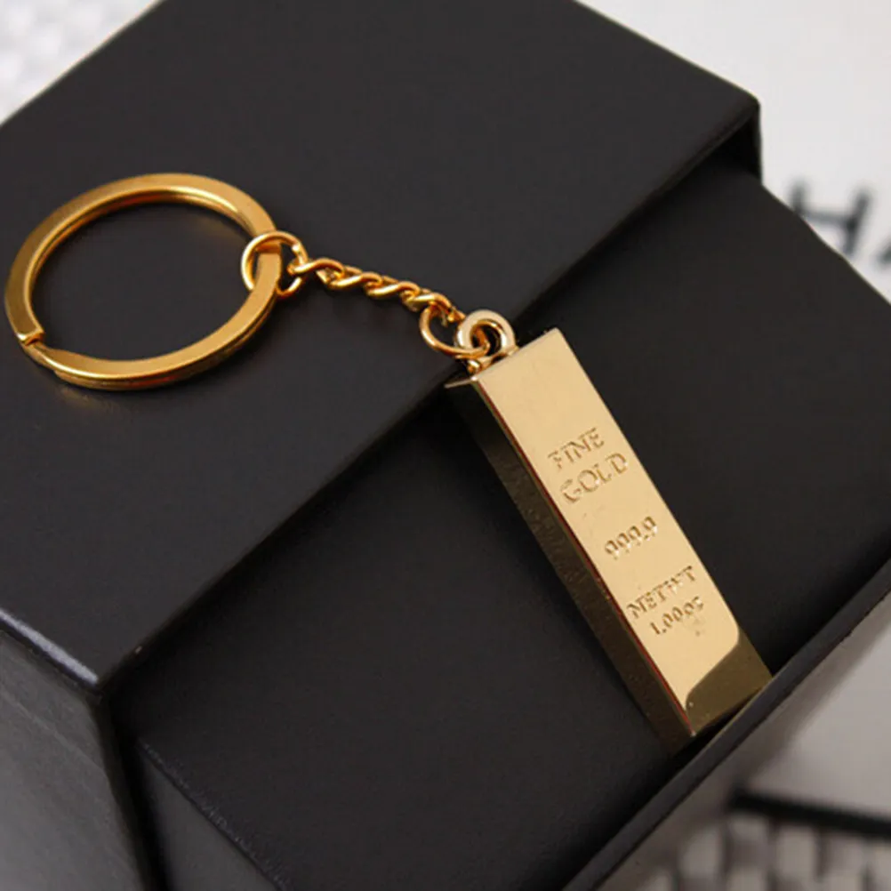 1 stks metalen faux staaf bullion gouden bar gouden baksteen sleutelhanger creatieve sleutelhanger keyfob cadeau