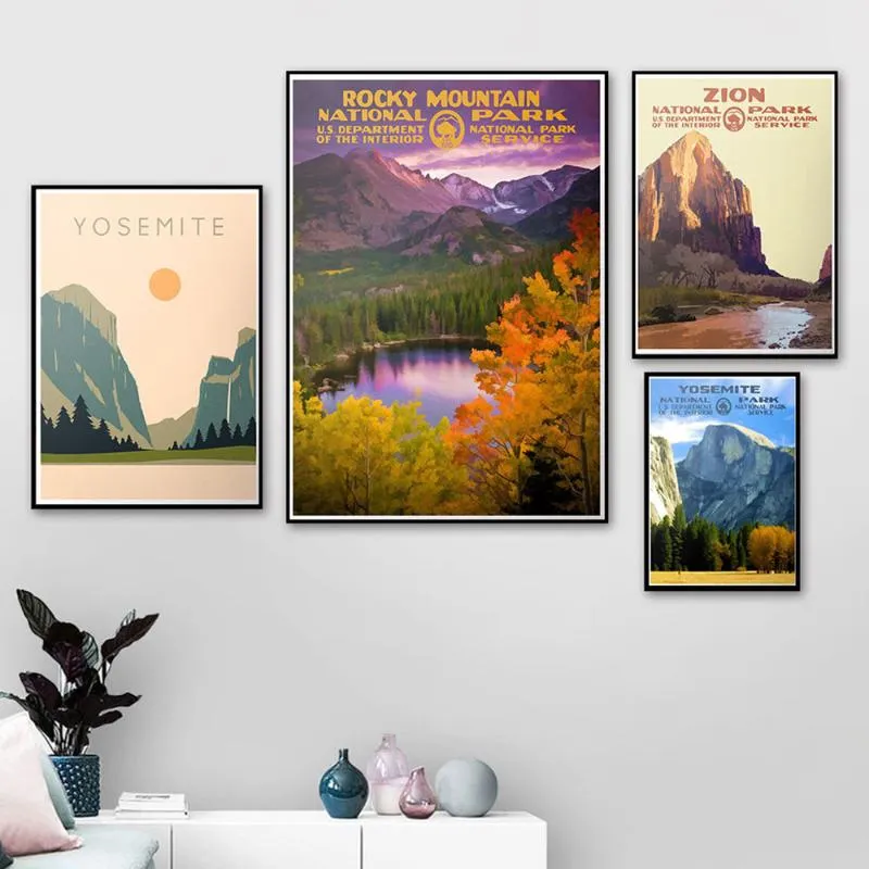 Schilderijen Nationaal Park Yosemite Rocky Canvas Painting Art Nordic Posters and Prints Wall Pictures voor Woonkamer decoratie Frameless