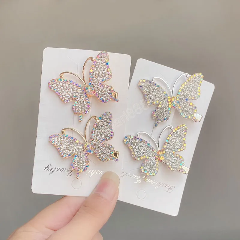 Diamant Butterfly Hairpins Enkel sida Hårklipp Bangs Clip Headdress Kvinnor Hårtillbehör